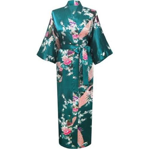 Brand New Wedding Bride Bridesmaid Robe Satin Rayon Bathrobe Nightgown For Women Kimono Sleepwear Flower Plus Size S-3XL D125-08