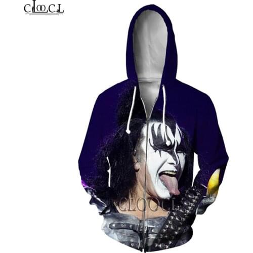 HX Newest Rock Singer KISS Band 3D Print Zipper Hoodie Men Women Fashion Autumn Hoody Hip Hop Harajuku Coat Drop Shipping