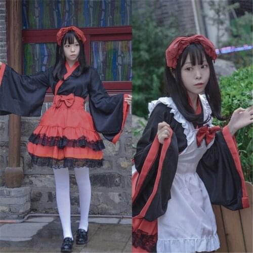 Cafe Maid Cosplay Costume Japanese Girls Princess Lolita Dress Outfit Restaurant Waiter Uniform Halloween Costumes For Women