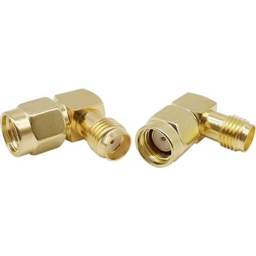 1Pcs RP SMA Male to SMA Female Right Angle 90-Degree RF Coaxial Coax Adapter RP SMA Plug to SMA Jack L Shape Antenna Connector