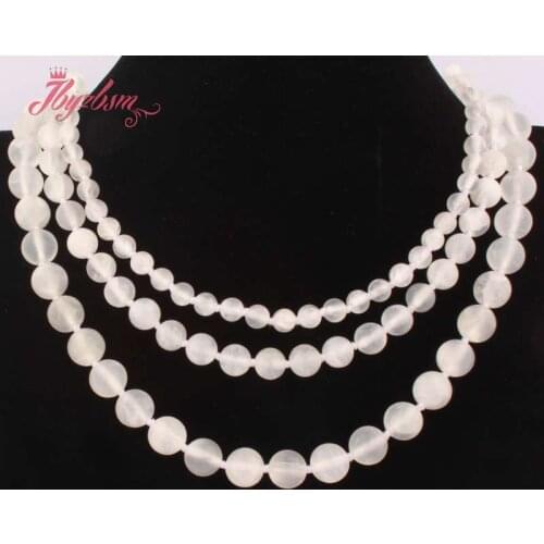 6.8.10mm Round Necklace Smooth White Selenite Natural Stone Handemade Beaded Necklace Fashion Jewelry for Women Birthday Gift17"