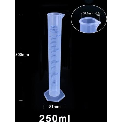 Transparent Plastic Measuring Cylinder Graduated Cylinder Lab Test Tube 250ml , 2 pcs