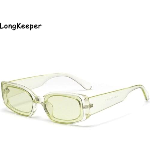 LongKeeper Vintage Small Green Pink Rectangle Sunglasses Women 2020 Brand Design Narrow Tiny Rectangular Lady Sun Glasses Shades