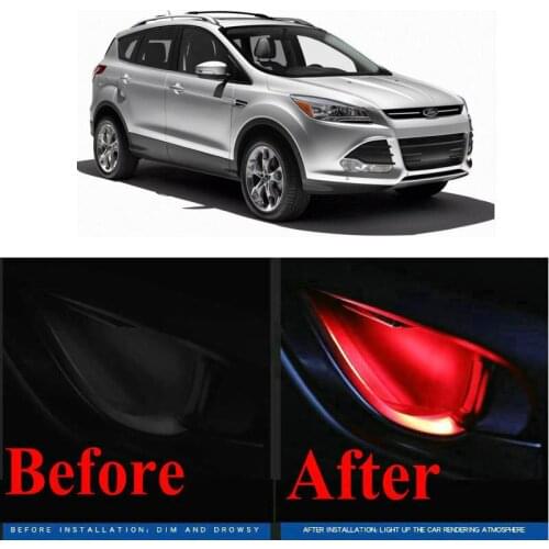 4pc CF style stickers on cars interior inside door handle atmosphere lamp for ford escape escort f150 f250 f350 f450 festiva