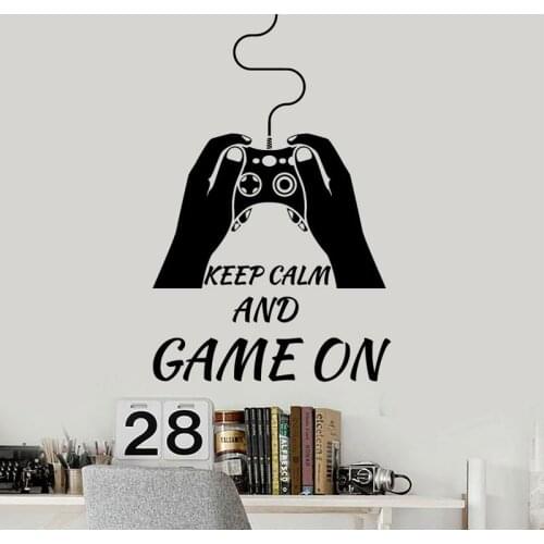 Keep Calm And Game On Decals Video Game Quote Play Room Gamer Wall Stickers Vinyl Home Decor Boys Teens Bedroom Playroom S104
