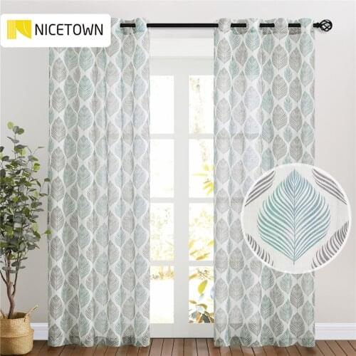 NICETOWN Linen Sheer Curtains - Plaid Textured Pattern Privacy Semi Sheer Curtains Light & Airy for Bedroom Dining Living Room