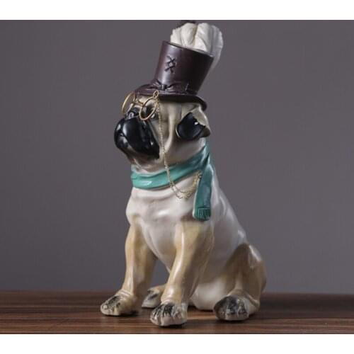 The originality of American feather cap dog resin handicrafts Housewarming gift Personal furniture accessories