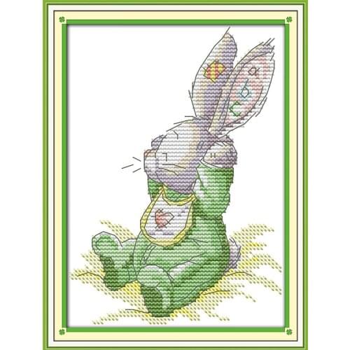 The patch rabbit cross stitch kit cartoon baby 14ct 11ct count print canvas stitches embroidery DIY handmade needlework plus