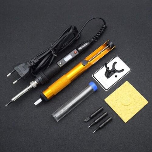 1 Set Solder Iron Kit LCD 80W EU/US Electric Soldering Iron Temperature Adjustable Welding Tin Wire Repair Tools Rework Tips