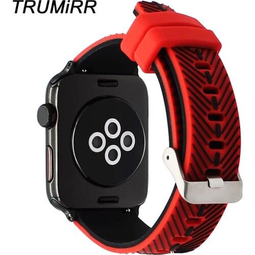 Colouful Silicone Watchband + New Adapter for iWatch Apple Watch 38mm 42mm Series 1 2 Sport Band Double Color Rubber Wrist Strap