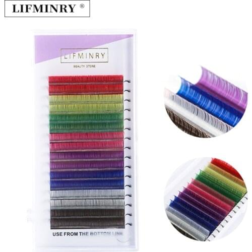 1 cases 8 Colors Rainbow Colored Eyelash Extensions color eyelashes 16 lines Premium soft mink lashes high quality