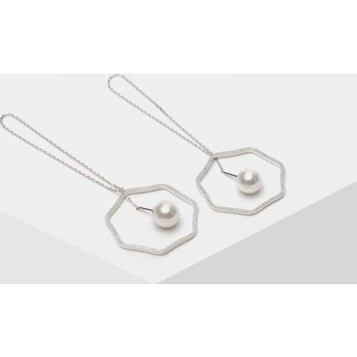 Amorita boutique 925 geometric full drill design ear line fashion pearl earrings