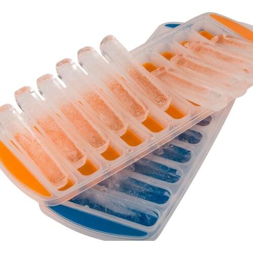 10 Holes Silicone Ice Cube Moulds Long Thumb Chocolate Bar Mold Biscuit Loaf Candy Tray Ice Strip Popsicle Cake DIY Baking Tools