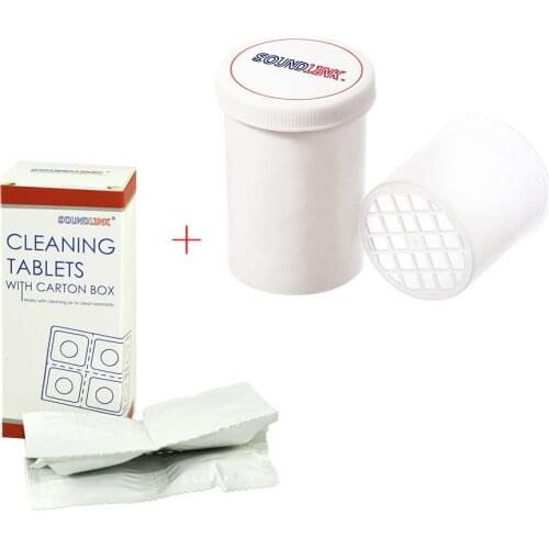 BTE Hearing Aid Earmold Cleaner Cleaning Tablet Six Cleaning Tablets with One Cleaning Jar