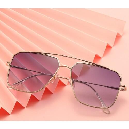Fashion Over Sized Sunglasses Women Men Anti-Reflective Mirror Classic Square Metal Glasses Fashion New Sun Glasses Uv400