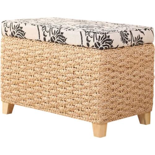 China multi sizes straw storage stool household door rattan woven shoe chair toy box tea table sofa bench