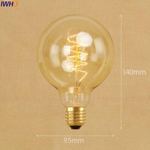 IWHD Bombilla Vintage Light Bulb Lampada Edison Bulb Lamp 40W Retro Incandescent St64 A19 G95 G80 St58 T10 T185