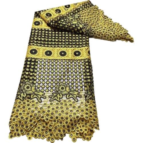 Embroidered African Lace Fabric High Quality For Nigerian Wedding Dress,Water Soluble Lace With Guipure Cord Lace Fabric ELA101