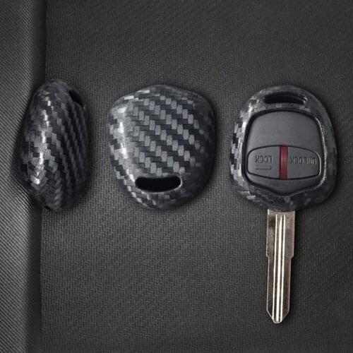 Car Protection Key Covers Accessories Styling Case For Mitsubishi Pajero EX Lancer ASX Outlander Galant Carbon Fiber Grain Shell