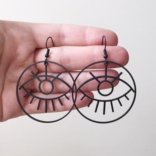 Woke Eye Loop Earrings black Fashion forward Fashion forward novel women men friend gift Gothic 2020 new exaggerate pendant