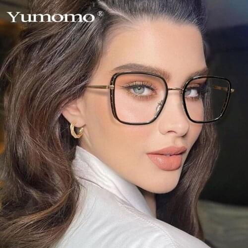 Ladies Square Glasses Frame Trends Oversized Metal Eyeglasses Frames For Women Designer Fashion Computer Glasses Anti-blue light