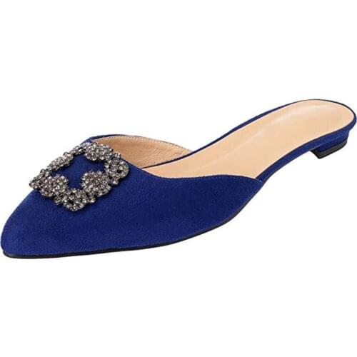 Kmeioo Fashion Spring Summer Mule Shoes Pointed Toe Flats Women Dress Shoes Mule Slides Mules Mule Slippers Plus Size