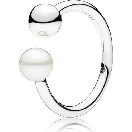 High Quality 925 Sterling Silver Pan Ring Freshwater Cultured Pearl For Women Wedding Gift Fine Europe Jewelry