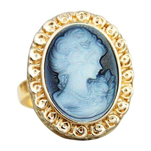 Gold Color Snail Lady Queen Cameo Rings For Women 6 Colors Fashion Pink Gray Cameo Women Ring
