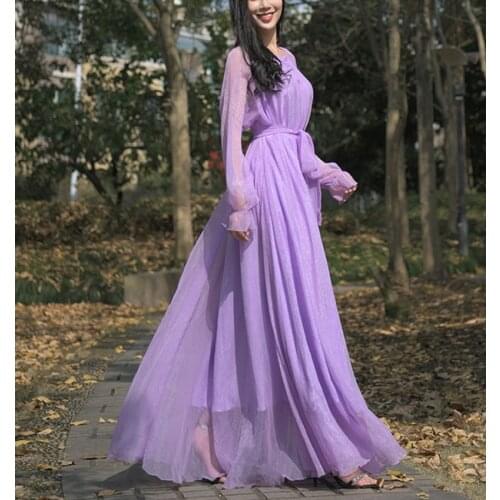 Elegant Flowy High Quality Maxi Dress Womens Sundress Abaya Dubai Chiffon Muslim Dresses New African Turkey Islam Kaftan Robe