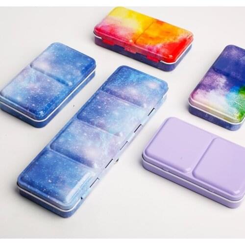 Starry Watercolor/Oil/ Acrylic Paints Tins Box Empty Palette Painting Storage Paint Tray Box with Half Pans For Art Supplies