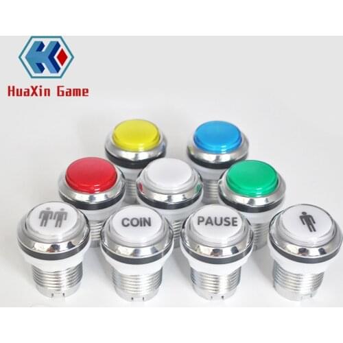 1 Pcs Chrome Plating 5V/12V 30mm LED Illuminated Push Buttons With Micro Switch For Arcade Machine Games Mame Jamma Parts