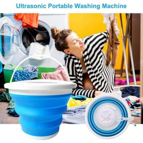 2 In 1 Washing Machine With Foldable Tub Ultrasonic Turbine Washer Portable USB Powered 10L Capacity Mini Washing Machine