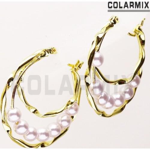 4 Pair Pearls hoop earrings Layers Circle Hoop earrings women jewelry Stud earrings Hoop earrings Gift for women jewelry 41279