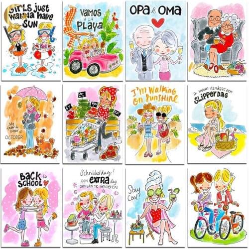 5D DIY Diamond Painting Cartoon Girl Cross Stitch Full Square/Round Diamond Embroidery Couples Sisters Mosaic Home Decoration