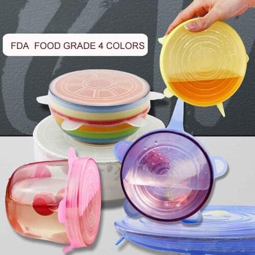 6Pcs/Set Kitchen Universal Accessories Silicone Reusable Food Wrap Bowl Pot Cover Silicone Stretch Lids Cooking Cookware Tools