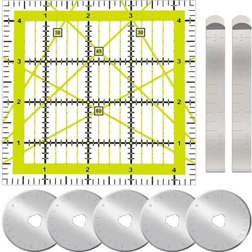 KAOBUY 4.5in x 4.5in Acrylic Quilting Ruler Square Ruler for Double Colored Grid Lines Fabric Ruler for Quilting Sewing Craft