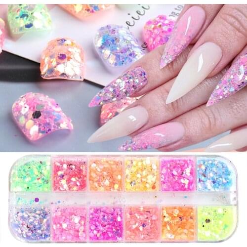 Nail Sequins Crystal Mylar Flakes Mermaid AB Aurora Irregular Sparkly Holographic Powder DIY Glitter Nail Art Decoration LAXH-3