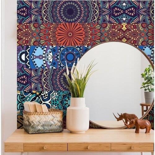 Bohemian Style Retro Pattern Self Adhesive Wallpaper Home Wall Decor Living Room Decals for Furniture Vinyl Wall Stickers