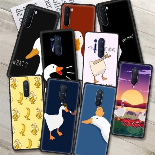 Black Soft Case for OnePlus 8 Nord N10 5G Z 8T 7 9 Pro N100 9R 7T 6 6T 7Pro 8Pro Shockproof Phone Cover Funny Cartoon Duck Shell