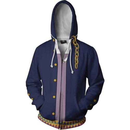 COSSUN Anime Jojo Bizzare Adventure Cosplay Zipper Hoodie Sweatshirt Wholesale Jojos Cloth Jacket Mens Halloween Costume Coat
