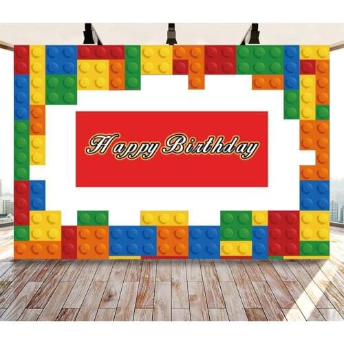 Birthday Party Cartoon Colorful Lego Baby Shower Vinyl Photography Backdrops Photographic Backgrounds For Photo Studio