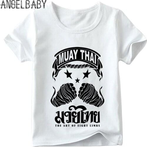 Kids Ultimate Fighting Muay Thai Hardcore Fight Print T shirt Children Summer Tops Boys and Girls Soft White T-shirt,HKP552