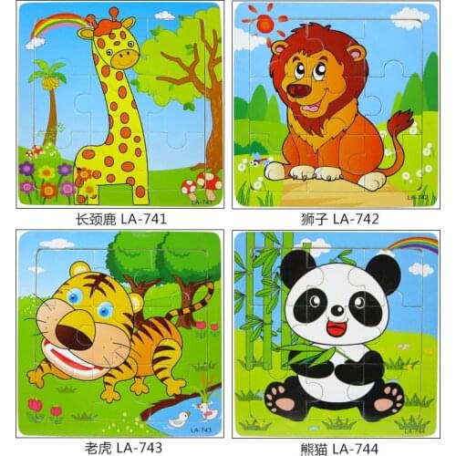 Kindergarten children wooden jigsaw toys 9 pieces of intelligence early education animal jigsaw stalls cartoon jigsaw