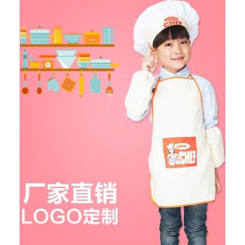 Childrens apron set Printing logo kindergarten parent-child activities baking chef clothes cap set custom kids