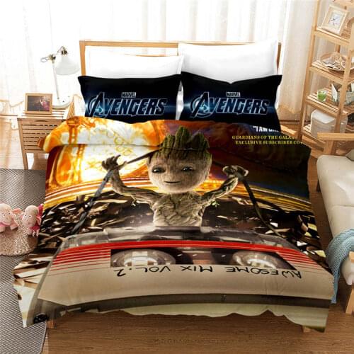 Disney marvel Groot bedding set for kids bed decor single size quilt covers queen bed 3pcs home textile cartoon free shipping