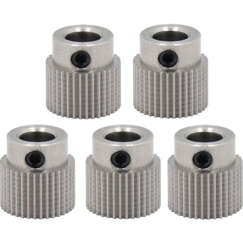 MEGA 10pcs MK7 MK8 Extrusion Gear 36 Teeth Bore 5mm Extruder Feeder Driver Pulley 3D Printers Parts Stainless Steel Teeth Wheels