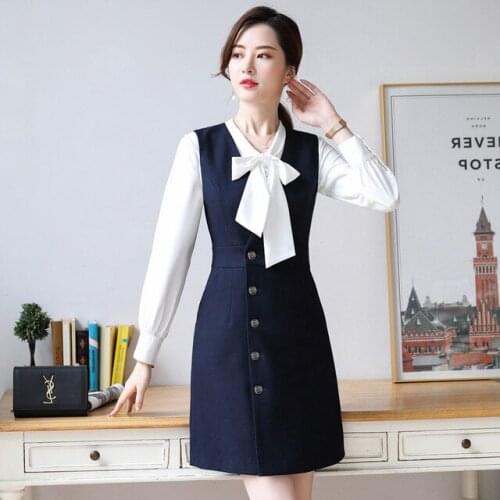 Elegant Women Blouse Shirts Tops Vest Dress Suit Ladies Two 2 Piece Set Office Business Work Wear Clothes Female Plus Size