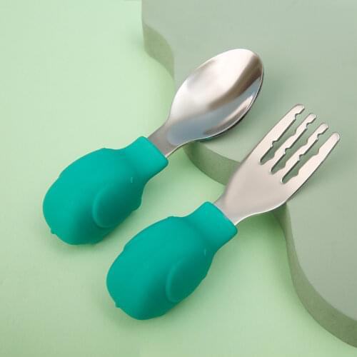 Baby Gadgets Tableware Set Children Utensil Stainless Steel Toddler Dinnerware Cutlery Cartoon Infant Food Feeding Spoon Fork