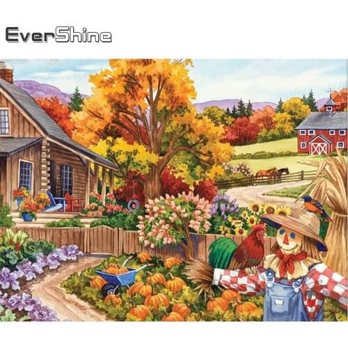 Evershine 5D DIY Diamond Embroidery Garden Diamond Painting Autumn Landscape Cross Stitch Mosiac Wall Decoration
