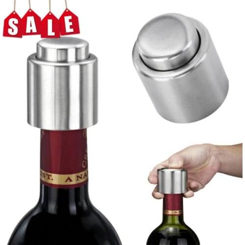 1Pc Stainless Steel Push Type Wine Stopper Vacuum Seal Sealant Pump Red Wine Cap Sealer Bar Tools Bottle Cover Kitchen Bar Tool